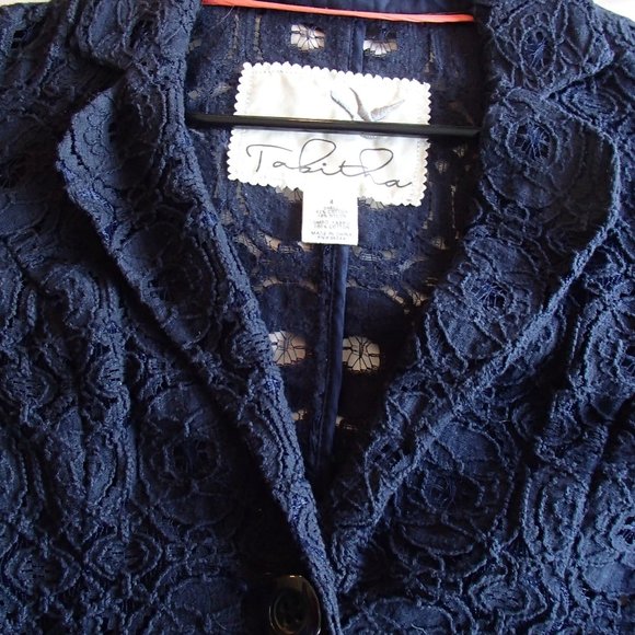 Anthropologie Jackets & Blazers - Anthropologie Navy Lace Blazer